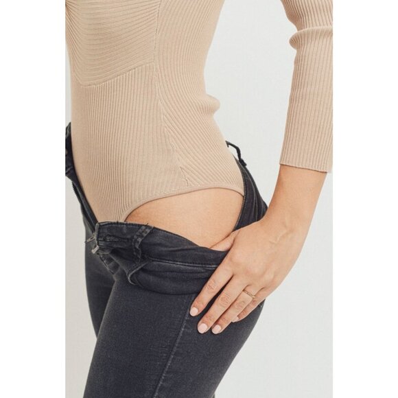 NWT Nude Front Knot Ribbed Bodysuit - Picture 7 of 7